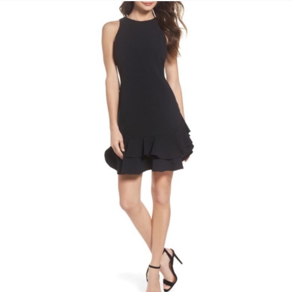 Chelsea28 Black Tiered Ruffle Hem black dress